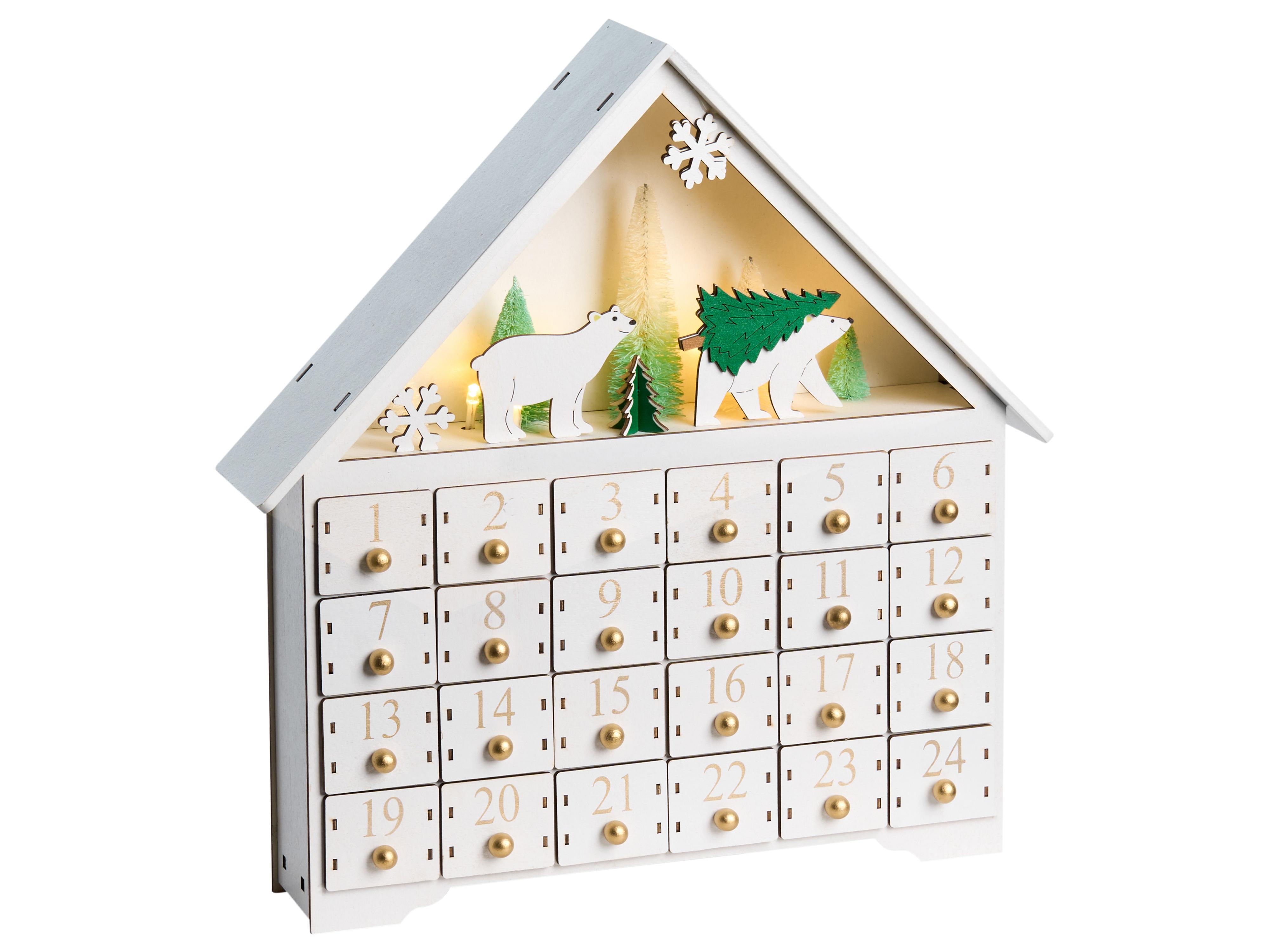Christmas Decoration LED MJOSA Advent Calendar 33 cm White
