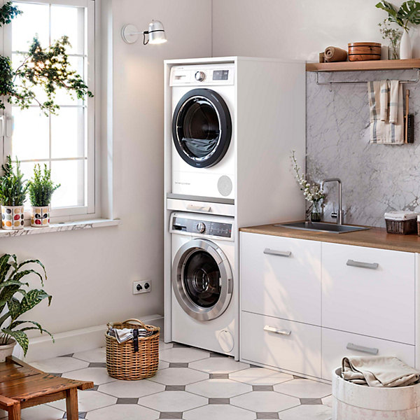 Armoire colonne pour lave-linge et sèche-linge superposés T-BATH 67,2x187,5cm blanc