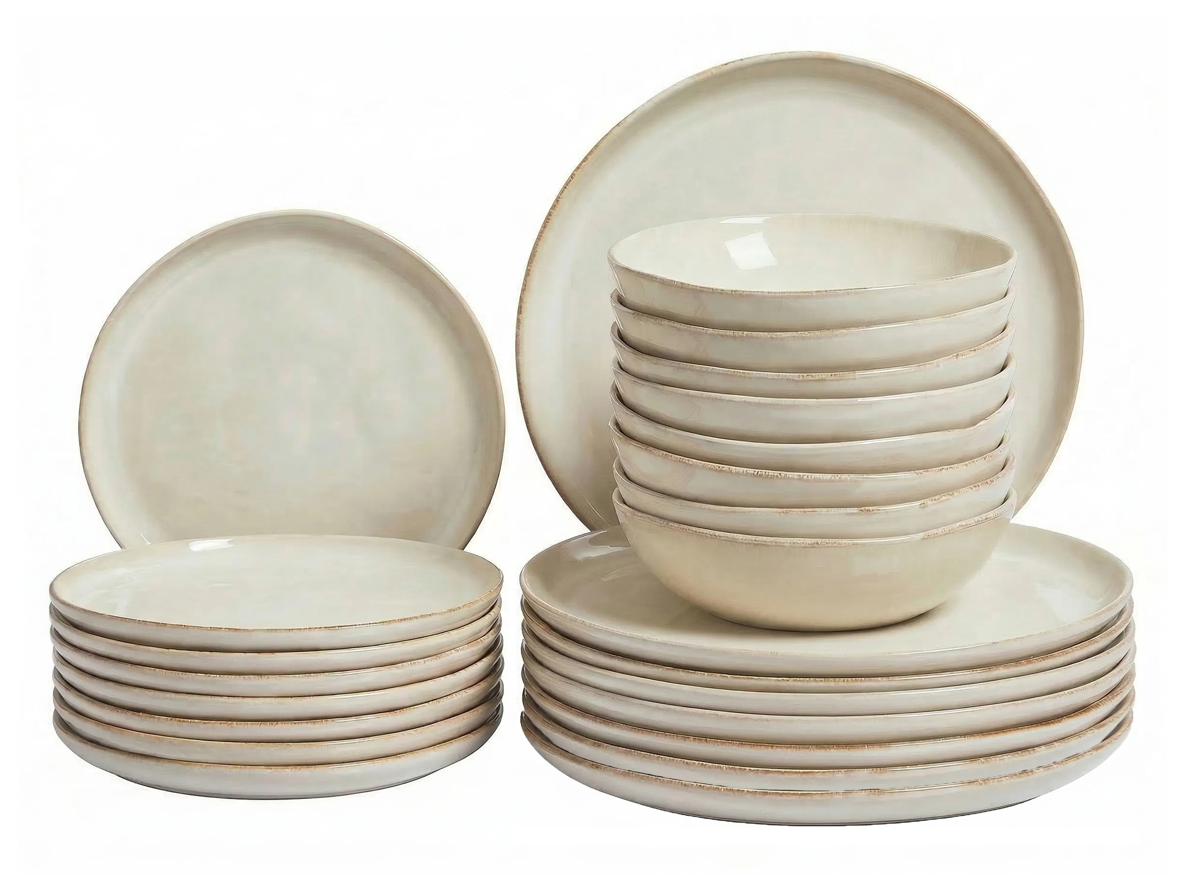 Set of 24 Dinnerware HOPS Stoneware Light Beige