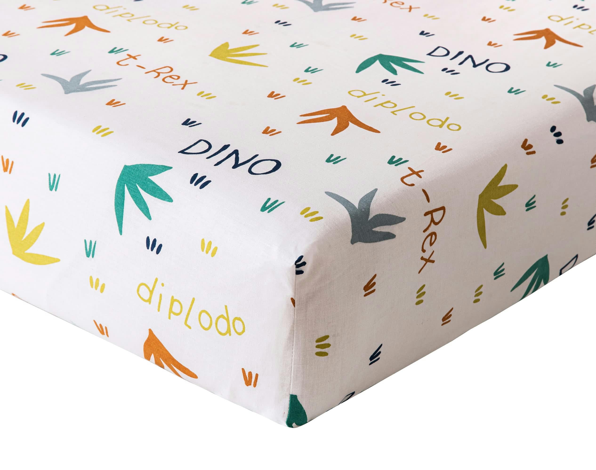 T REX - Drap-housse enfant 90x190 blanc en coton