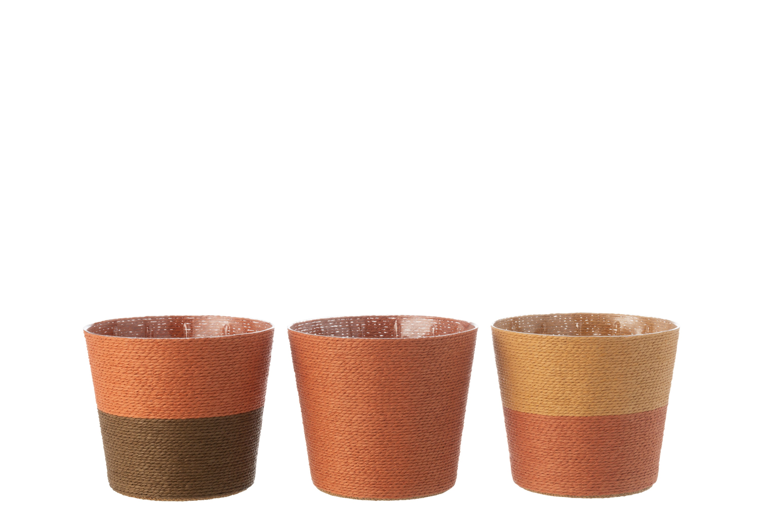 J-Line bloempot Touwtjes - papier - groen - large - 3 st. - Ø 17.5 cm