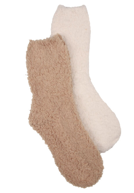 Womens 2pk Brown Cosy Fleece Socks