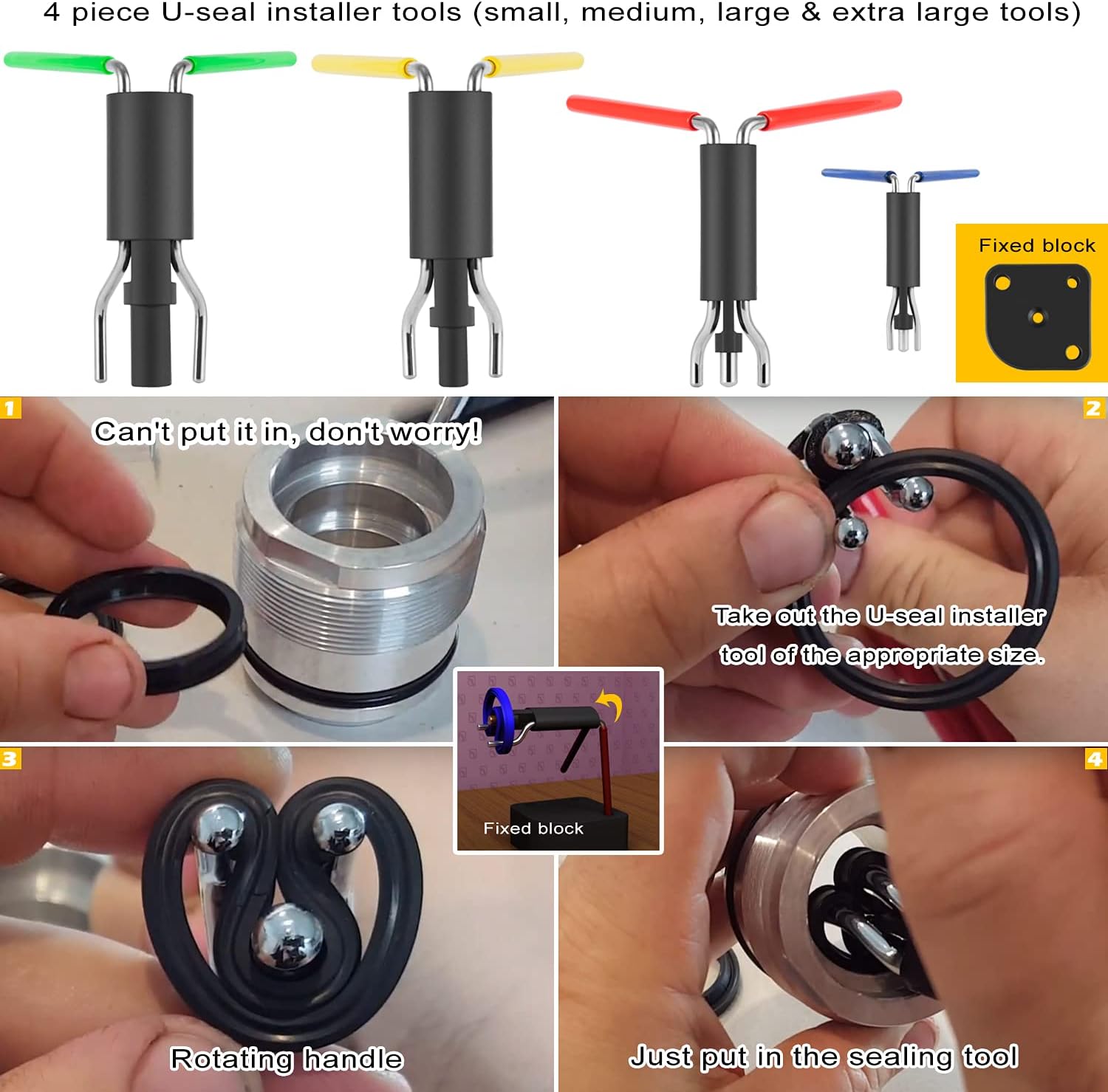 Hydraulic Cylinder Repair Tool kit For skid steers, loaders, backhoes Include gland wrench U-seal installer tools Seal puller Smooth type Piston Ring Compressor (17pcs)