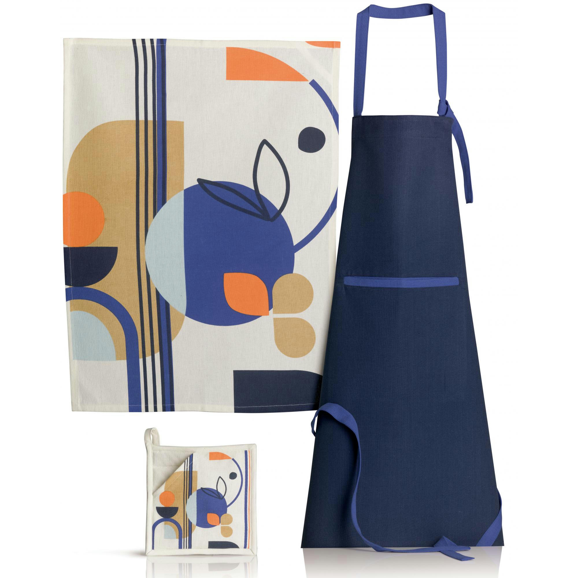 TITOUAN - Tablier de cuisine  en coton bleu 72 x 85