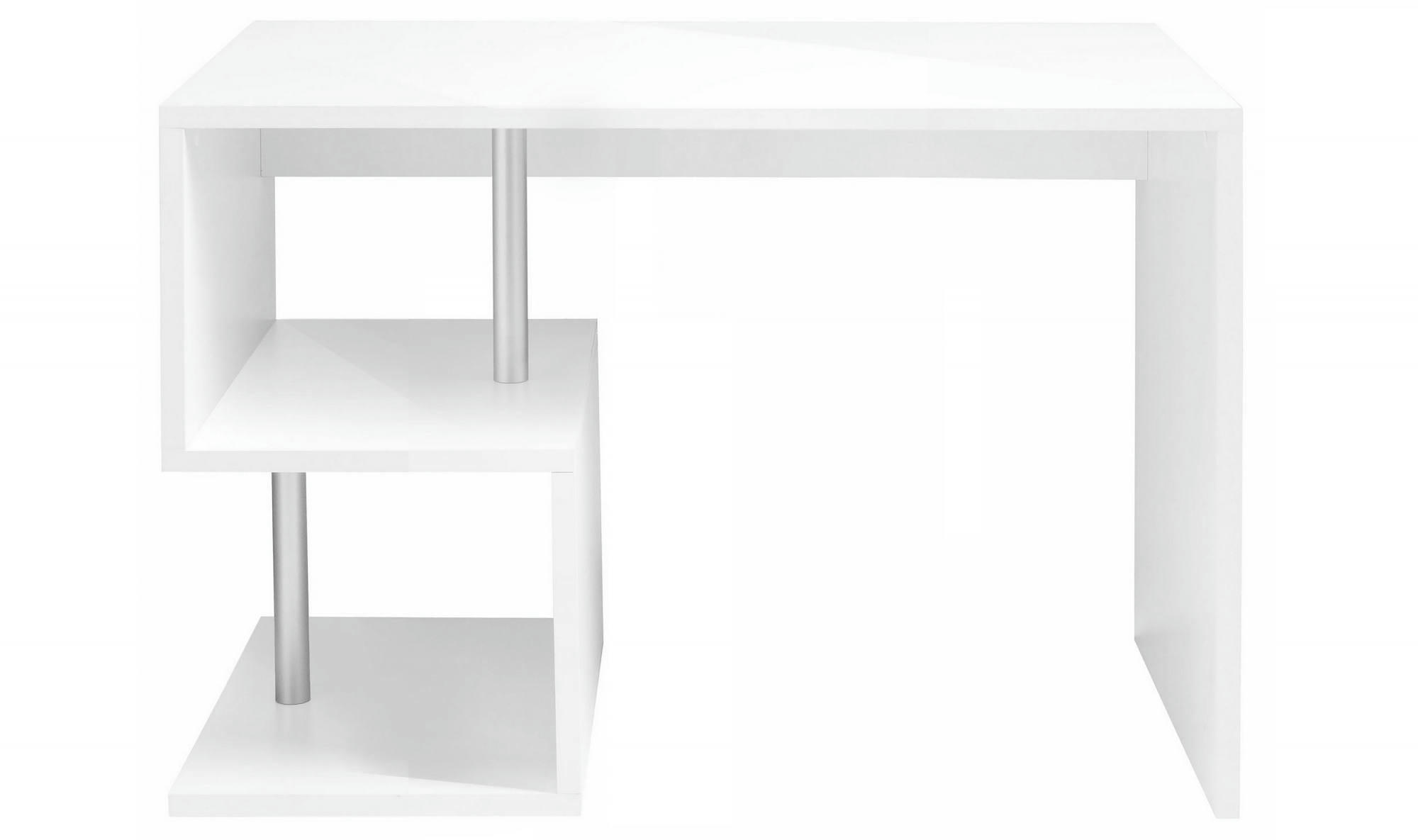 MASSIMO - Bureau en forme de S effet bois blanc brillant 100x50h78 cm