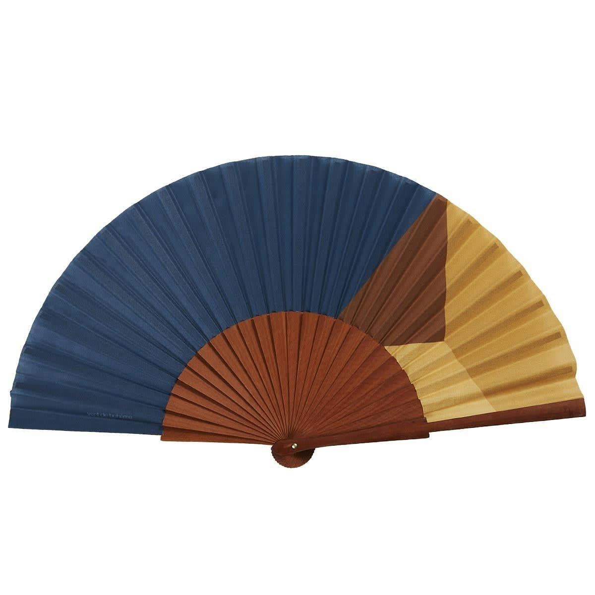 PARADIS - Éventail en bois de merisier et coton motif turquoise