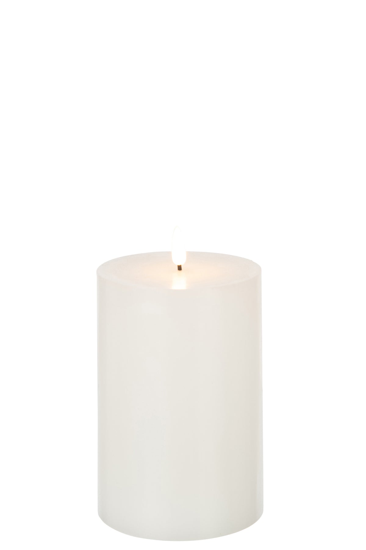 J-Line cilinderkaars - wit - medium - LED lichtjes