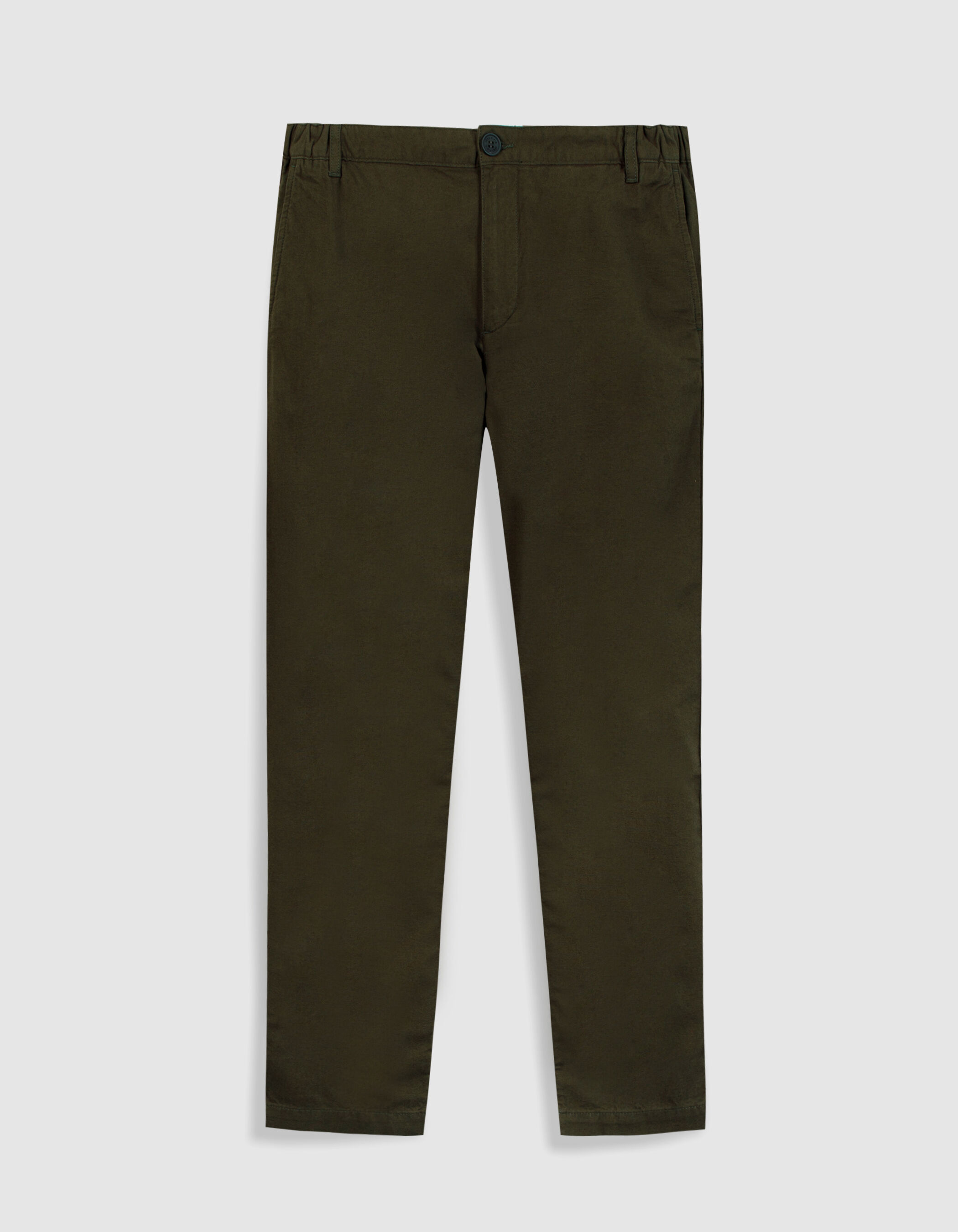 Pantalon chino kaki coton et lin Homme