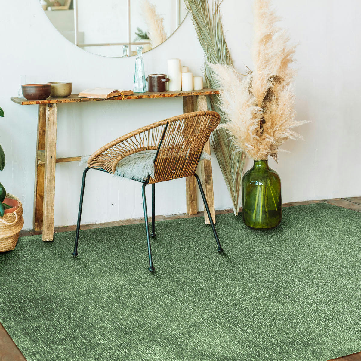 SOLANCE - Tapis lumineux vert bouteille 120x170