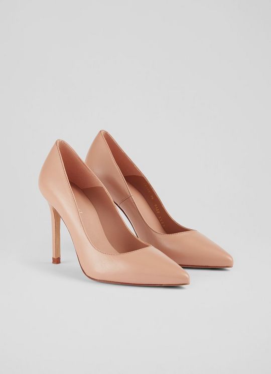 Classic Fern Beige Leather Pointed Toe Courts