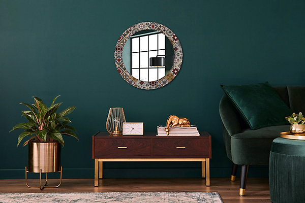 Miroir Circulaire avec Cadre Imprimé Décoratif Tulup 60 cm - 46 cm Motif Turc