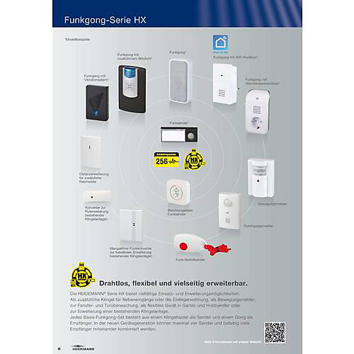 Heidemann 70832 - Set complet de carillon sans fil Smart Life, récepteur compact et émetteur étanche IP55, 8 mélodies