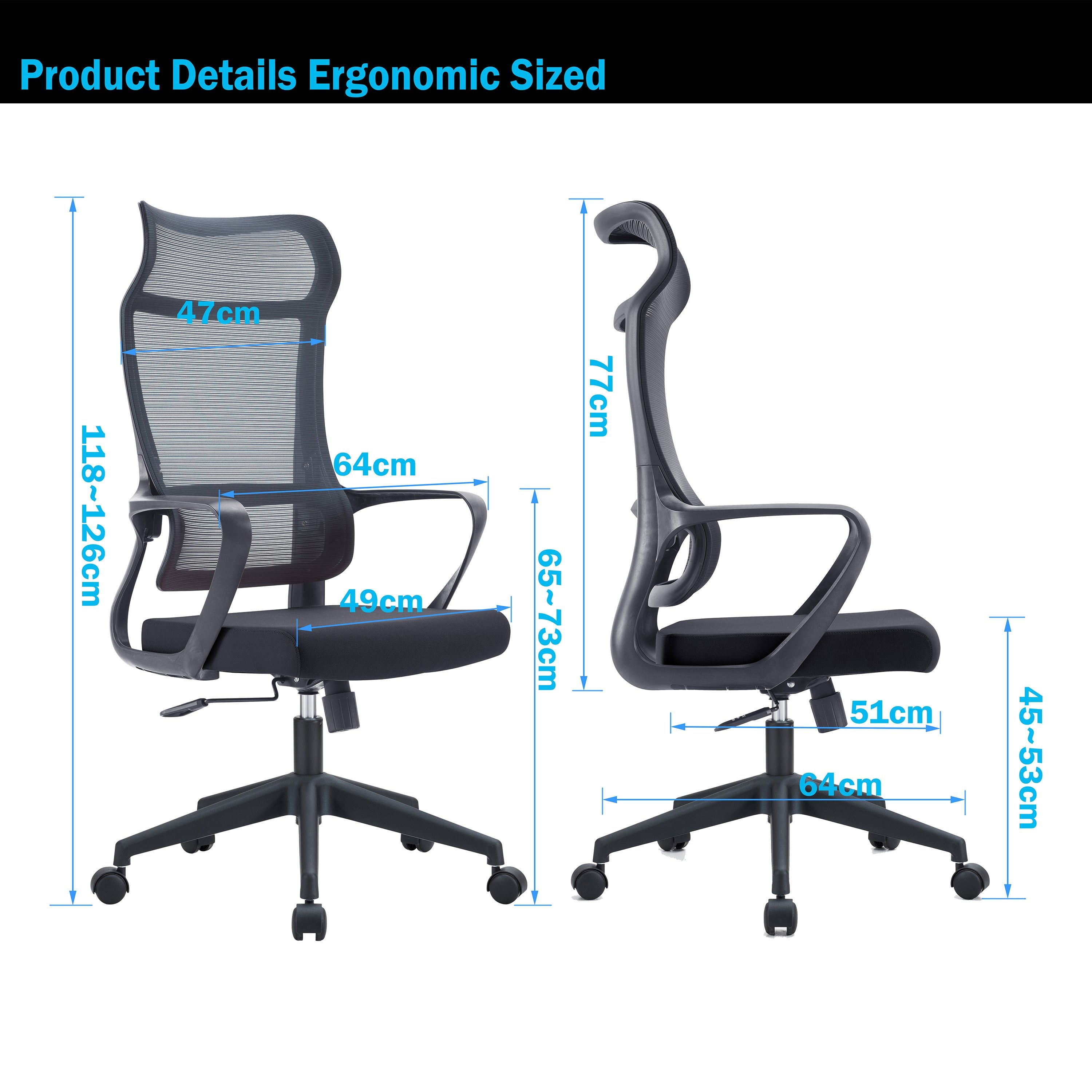 JFY Ergonomic Chair with Liftable Back Cushion And Mesh Backrest