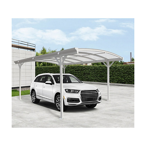 Carport aluminium blanc 3x4,34m 13m² polycarbonate 6mm X-METAL avec kit d'ancrage