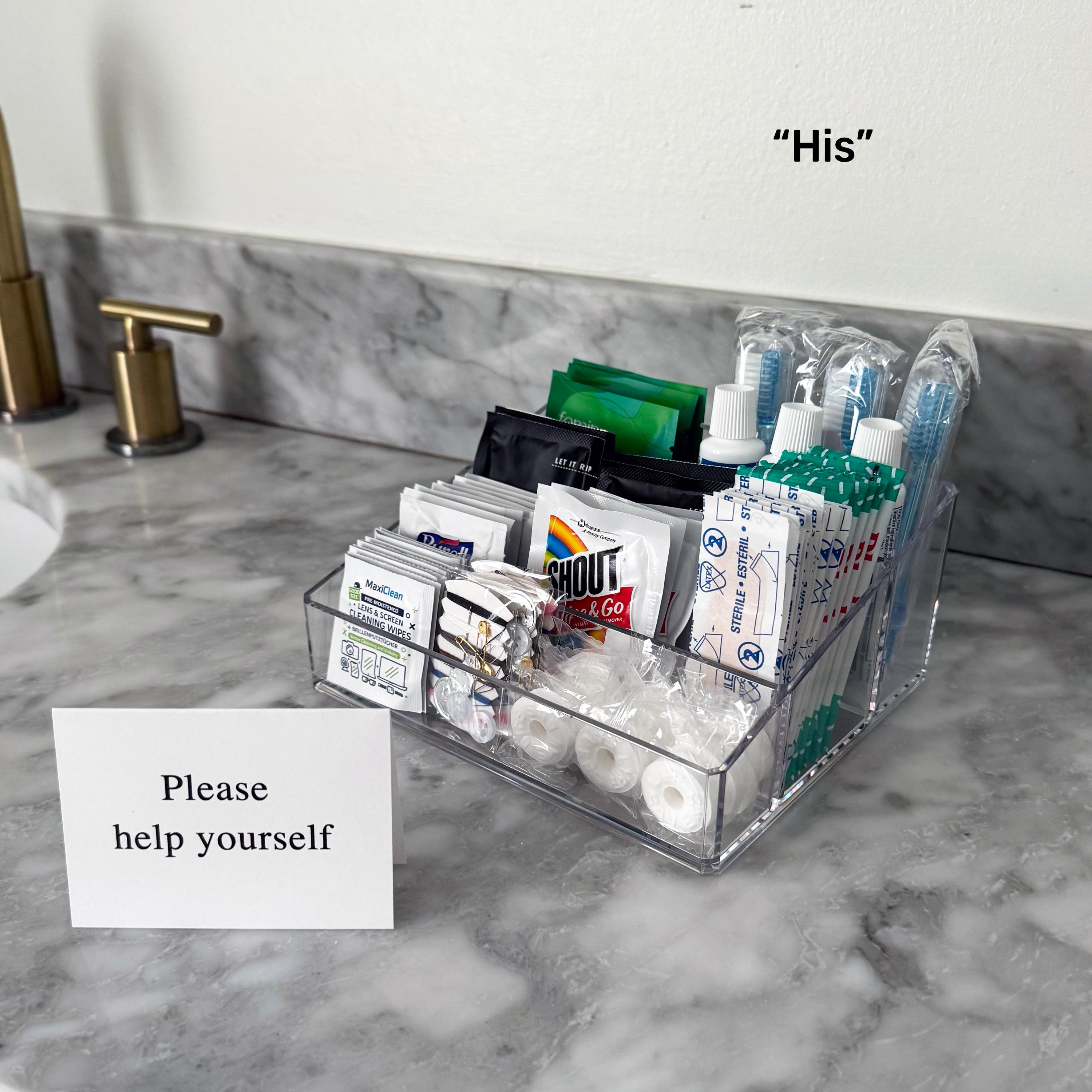 Wedding Bathroom Trays - Deluxe His and Hers Wedding Bathroom Trays - Wedding Day Emergency Kit - 4 Compartment Bathroom Amenities Tray