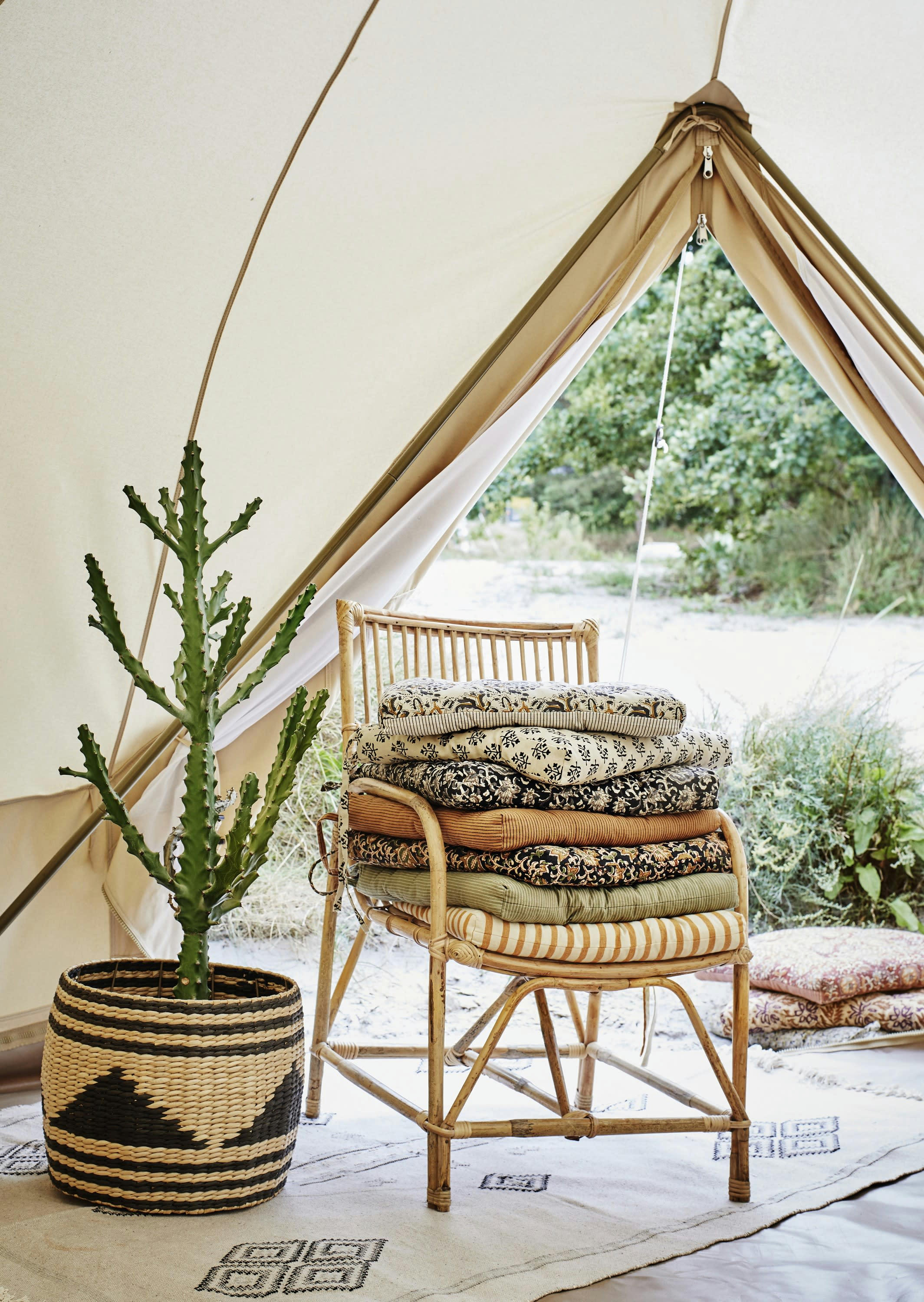 FAZA - Coussin de chaise en coton orange et noir