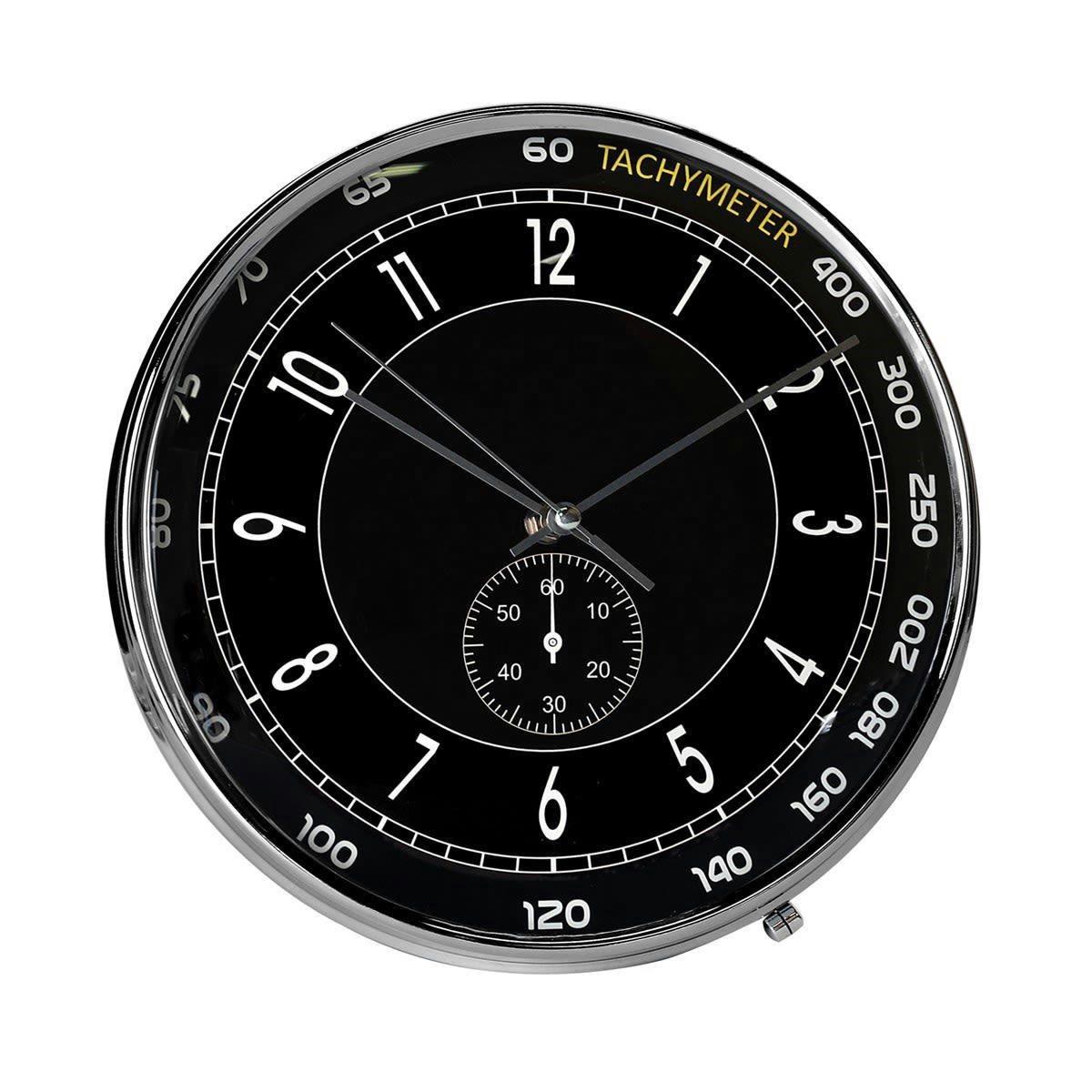 - Horloge ronde effet montre noire 28x28cm