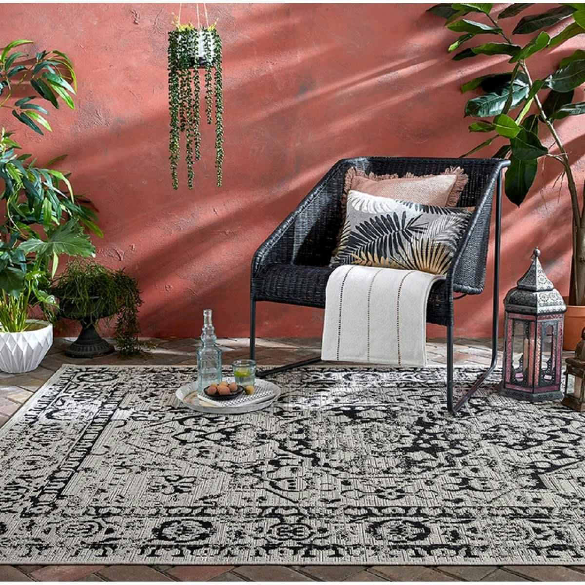 KIMPO - Tapis intérieur extérieur en Polypropylène Gris foncé 200x290 cm