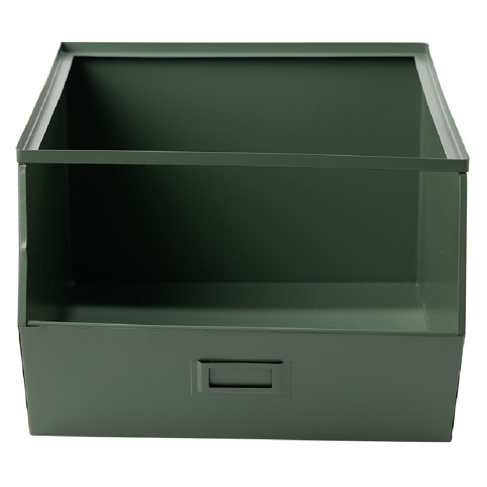 Bac superposable en métal vert - L33 x l25 x H28,5 cm