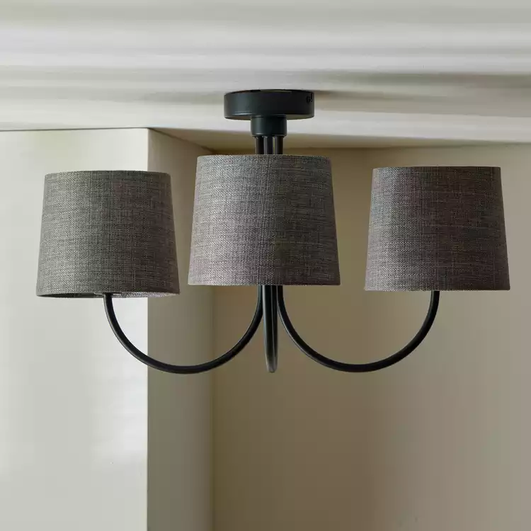 Habitat Metal 3 Light Flush Ceiling Light - Black & Grey