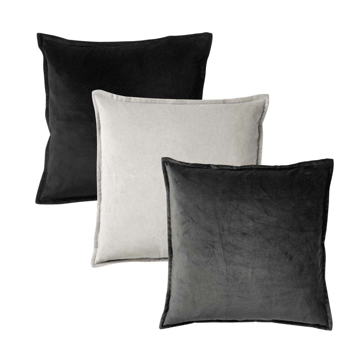 KUSSENSET - 3-delig - Caith Trio - 50x50 cm - complete sierkussens - zwart, grijs