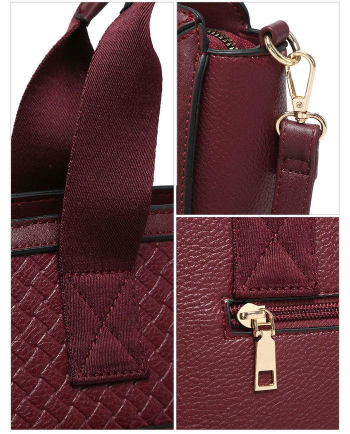 JFY Jfy Weaving Pattern Top Zipped Tote Bag