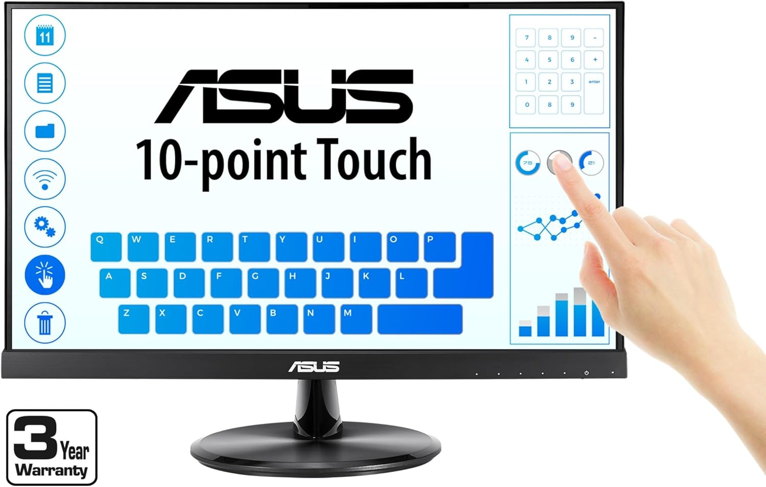 ASUS VT229H 21.5 Monitor 1080P IPS 10-Point Touch Eye Care with HDMI VGA  Black