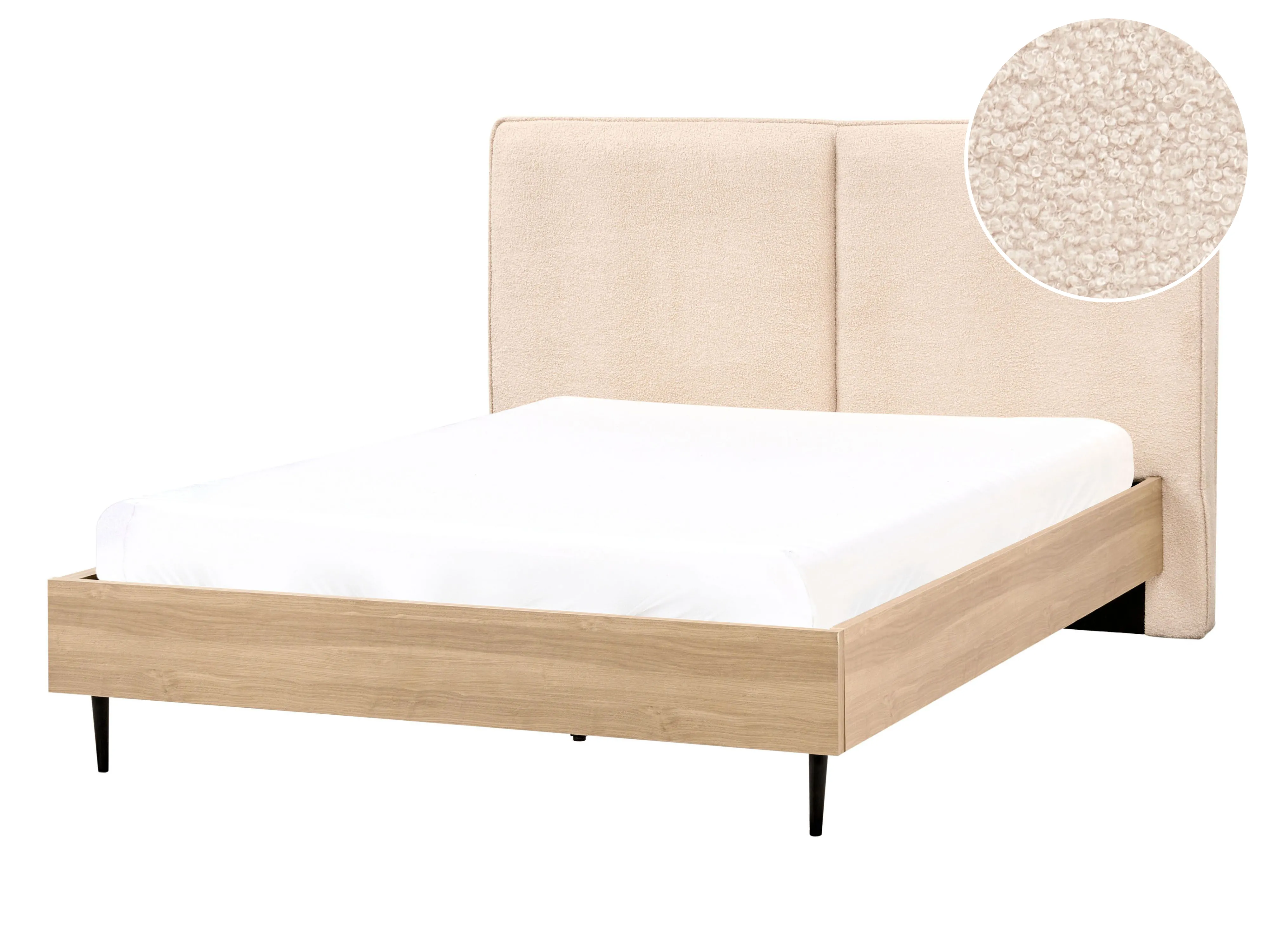 Bed Boucle IZERNORE 140 x 200 cm (EU Double) Beige