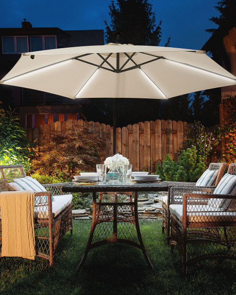 Parasol ogrodowy składany LED 285cm beżowy