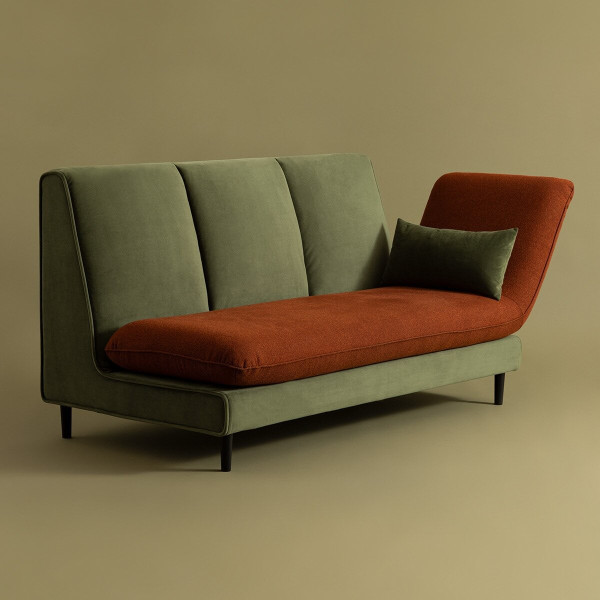 Sofa/Leżanka Matali zielona/pomarańczowa 3-osobowa szezlong
