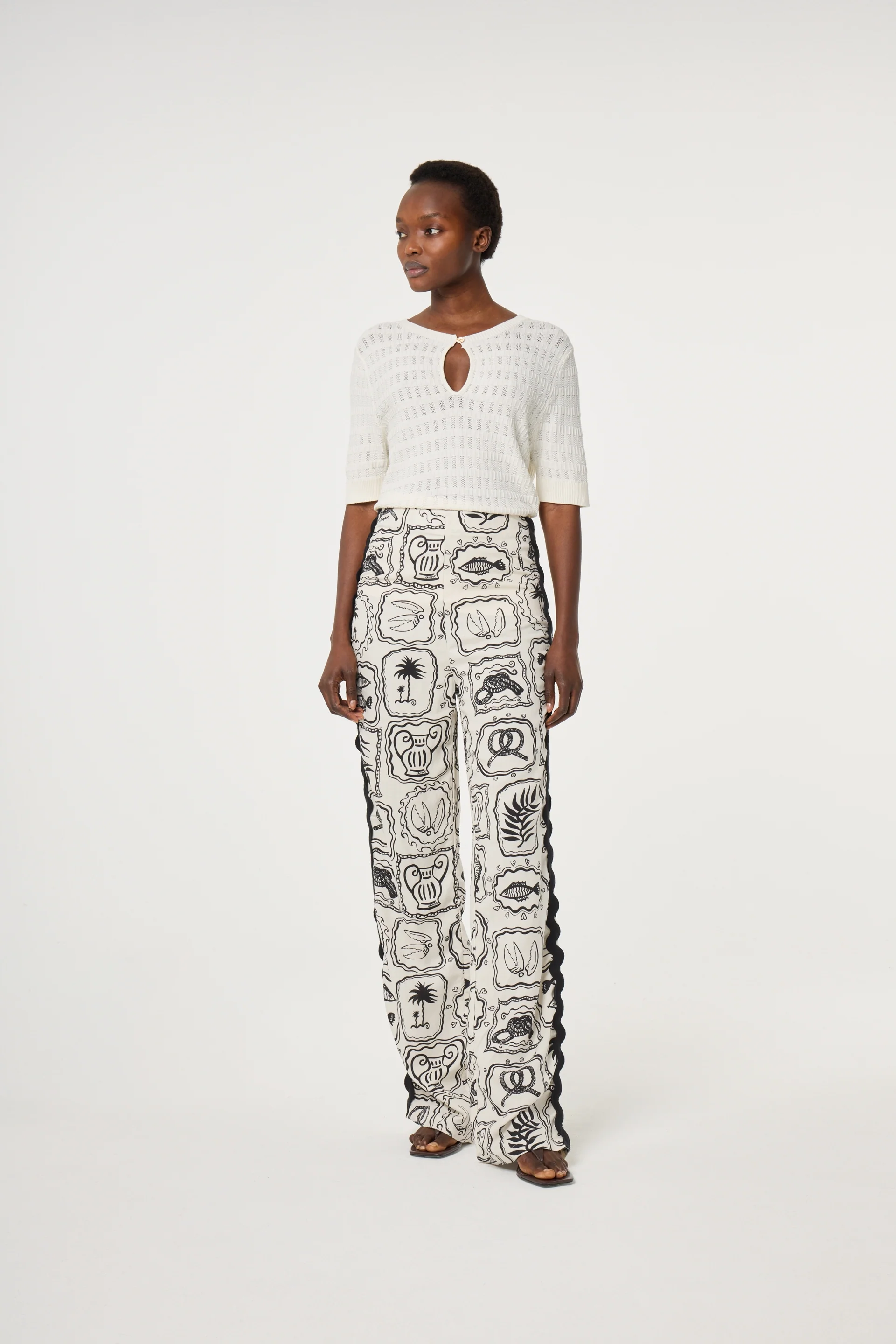 Guicho Trousers | Cosy White/Black