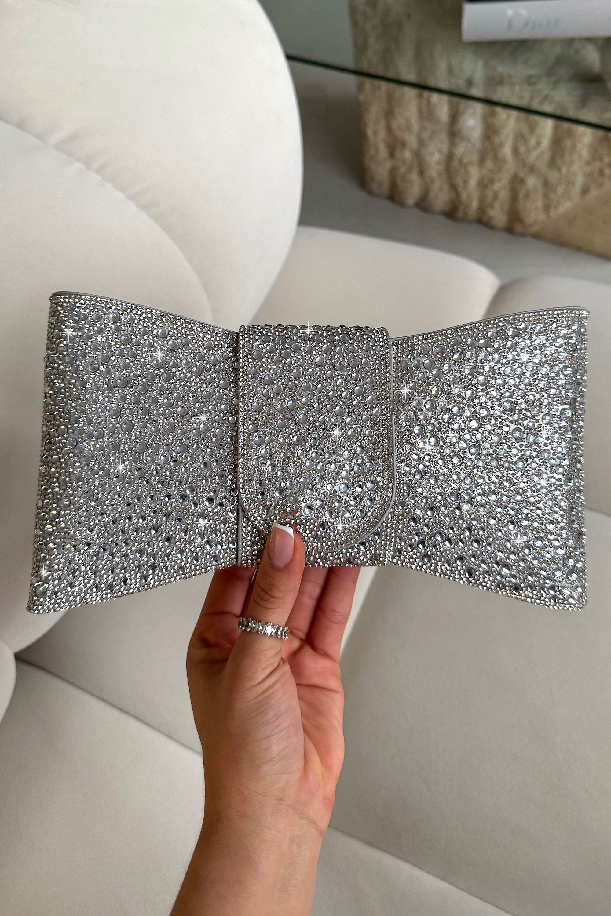 Love Lemonade Crystal Luxe Bow Clutch Bag