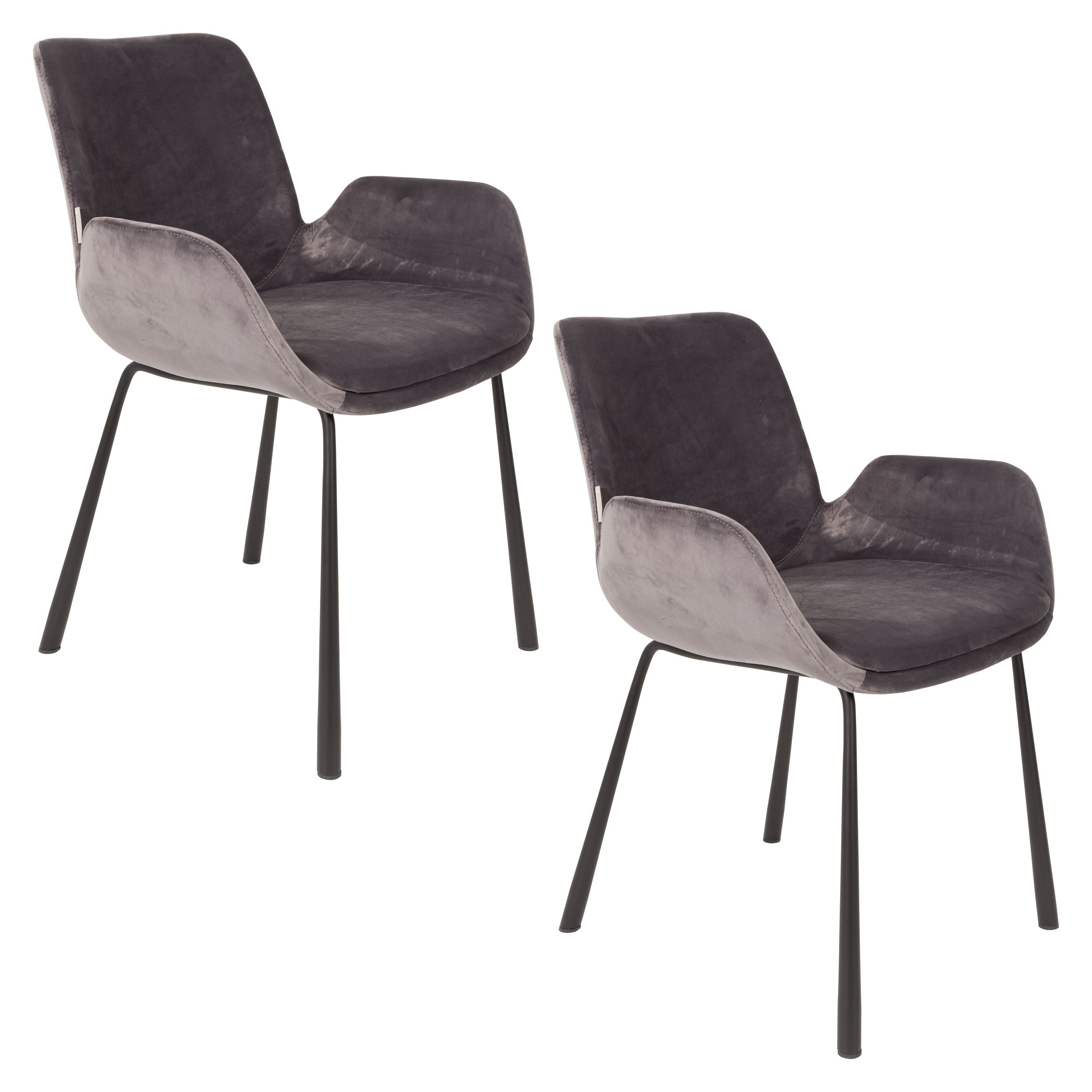 Zuiver Brit Eetkamerstoelen Armleuning Donkergrijs - Set van 2