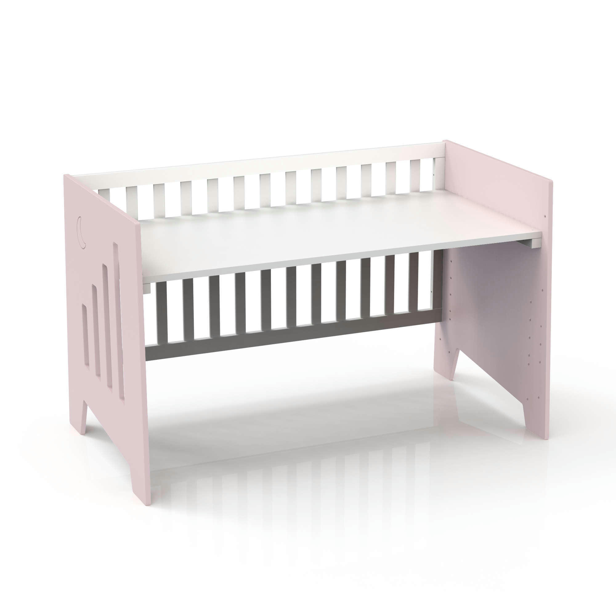 OMNI XL - Lit bébé - bureau (2en1) 70x140 cm en rose