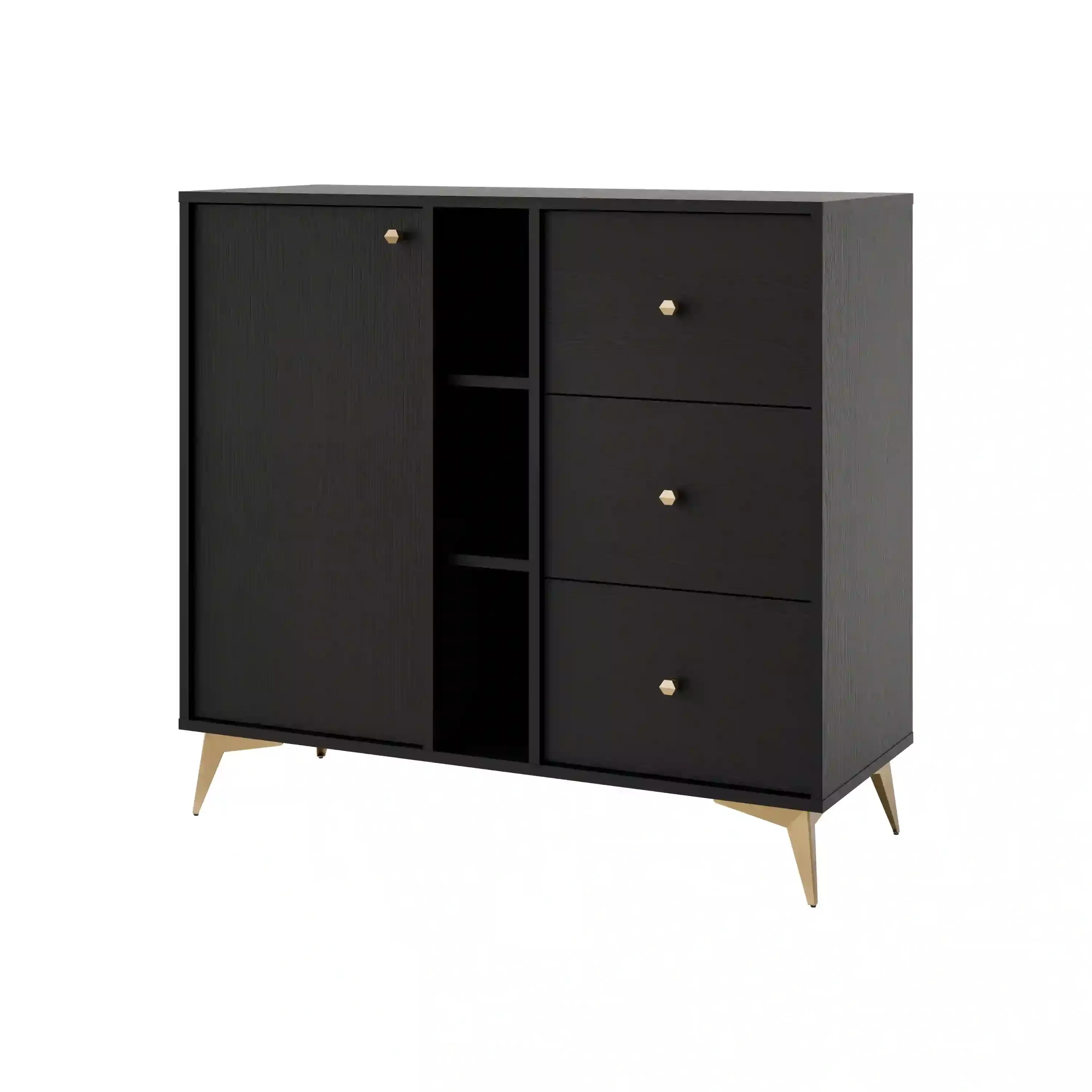 Komoda z szufladami do salonu Sakai 1 1F 3S T824 Czarny