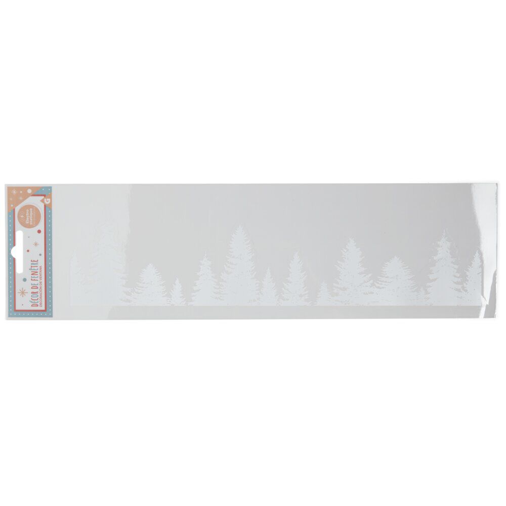 Décoration fenêtre électrostatique forêt de sapins blancs L36 x l11 cm