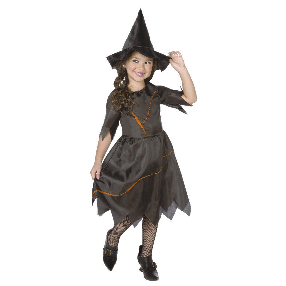 Déguisement enfant sorcière Halloween noir orange 7 à 10 ans