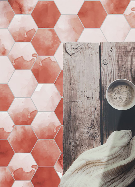 Dywan winylowy Akwarelowe hexagony 60 x 90 cm