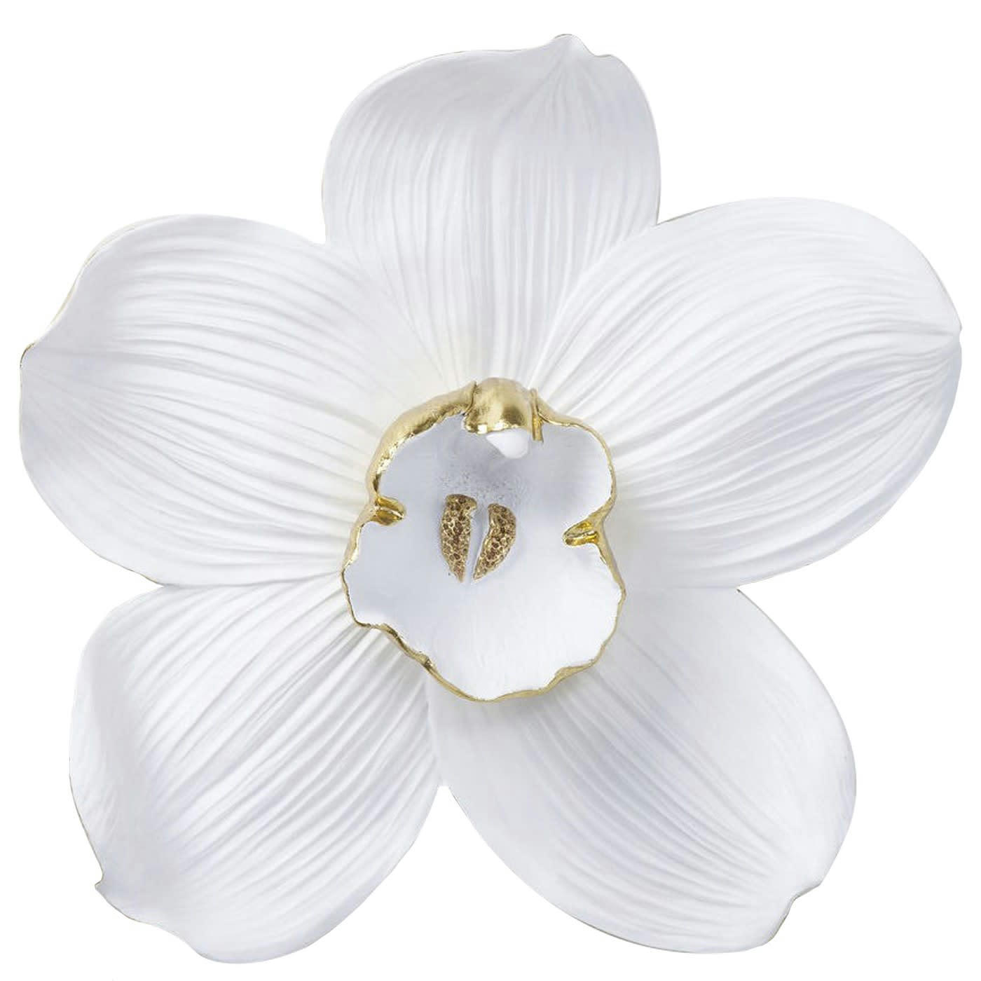 - Déco murale orchidée blanche et dorée en polyrésine H54