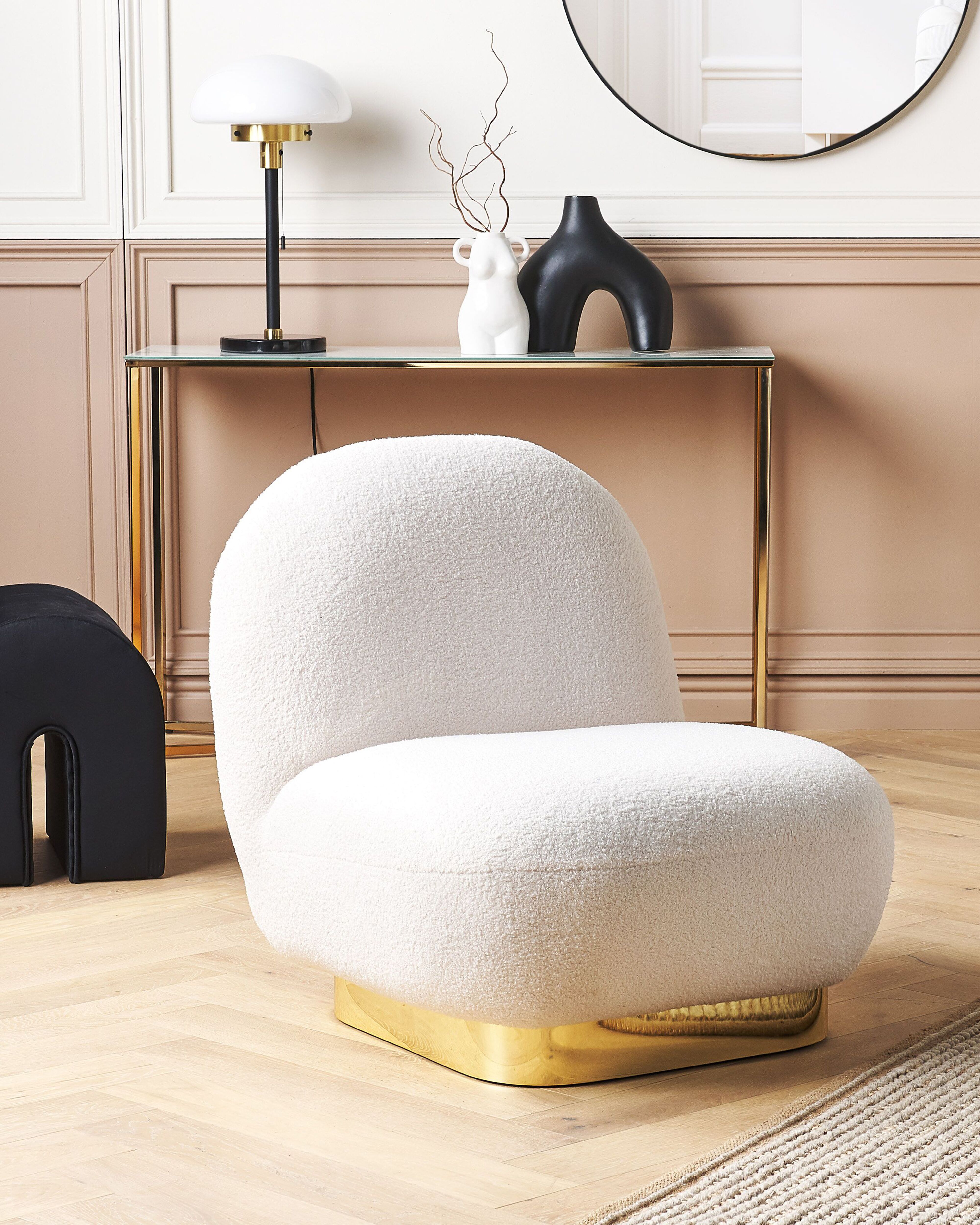 Armchair LOVIISA Boucle White