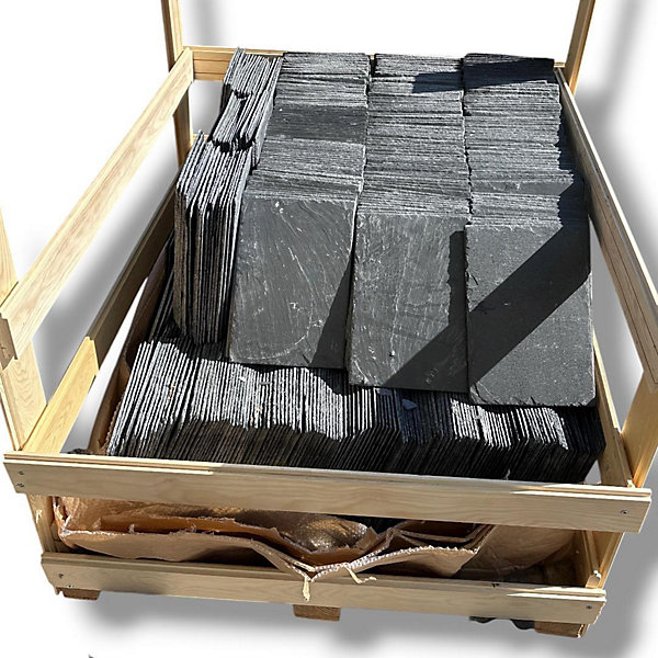 Palette 75 m2 (460 pièces) de dalles ardoise noire 40X25 cm