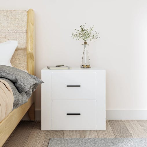 NNEVL Wall-mounted Bedside Cabinet White 50x36x47 cm