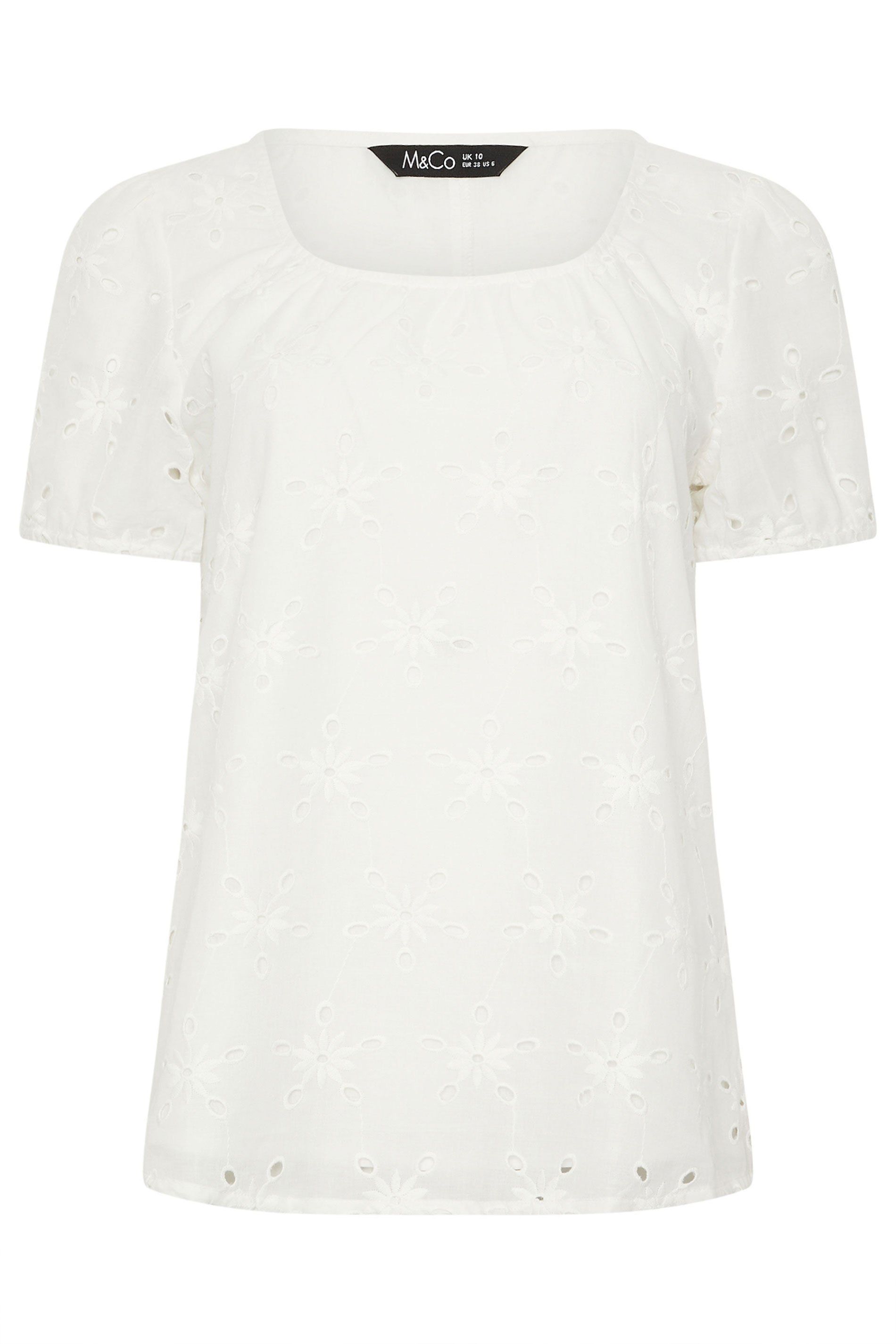 M&Co Broderie Short Sleeve Cotton Top