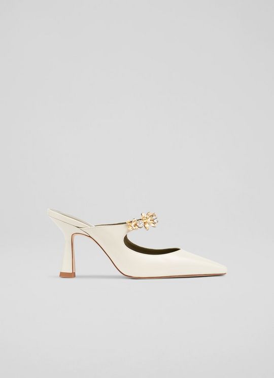 Ambrose Cream Posie Flower Trim Mule Courts