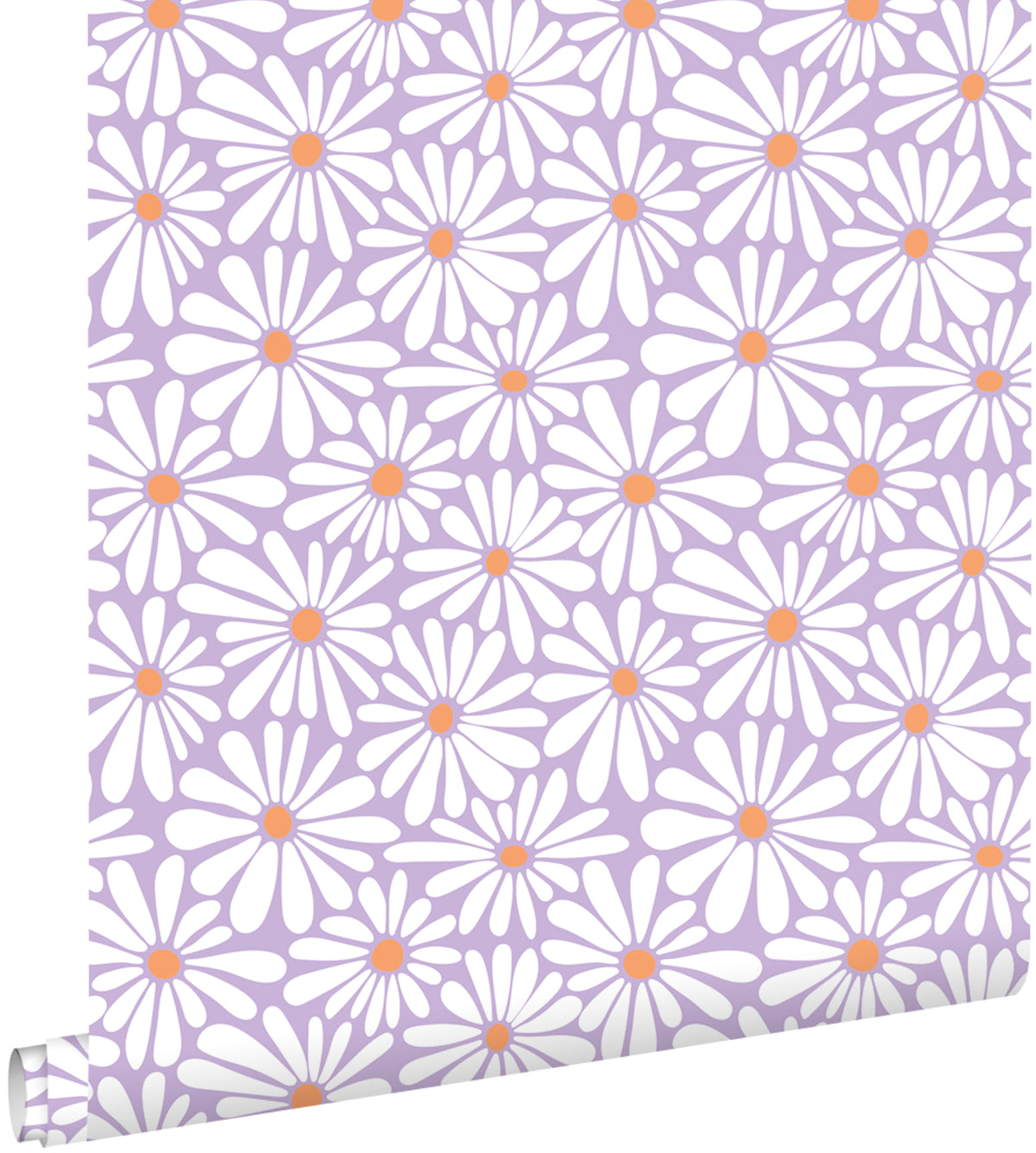 ESTAhome behang madeliefjes lila paars en oranje - 53 cm x 10.05 m - 131153