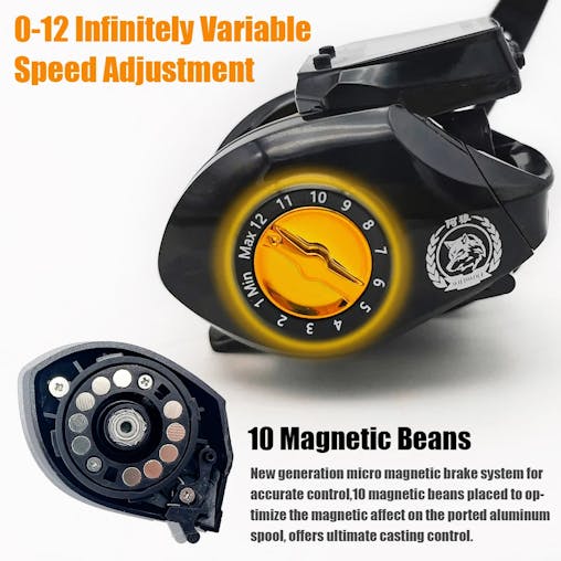 NNEOBA Electronic Baitcasting Reel 10kg Max Drag Alarm Counter Gold