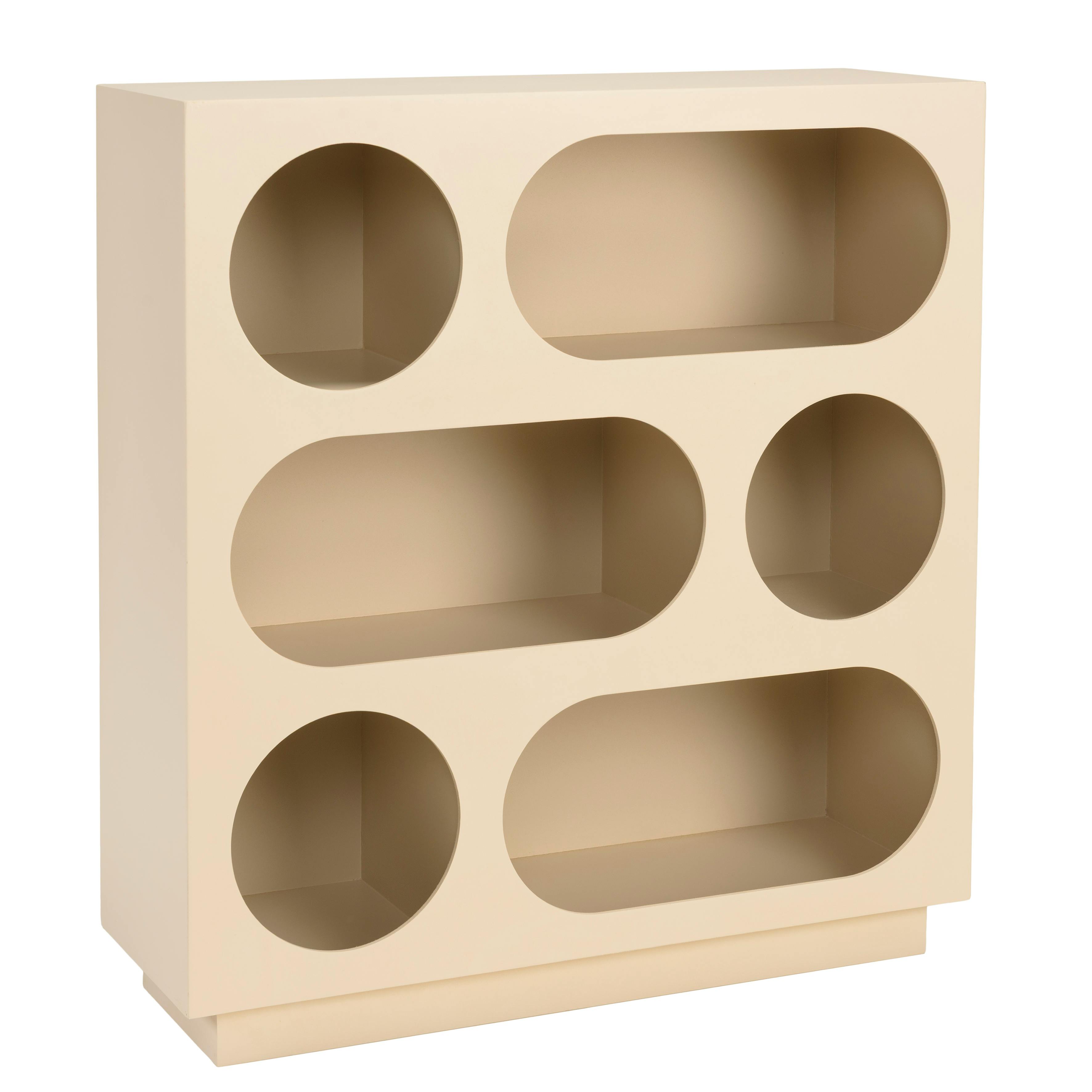 Buffet 70x23cm 6 niches en bois peint beige CASTILLE