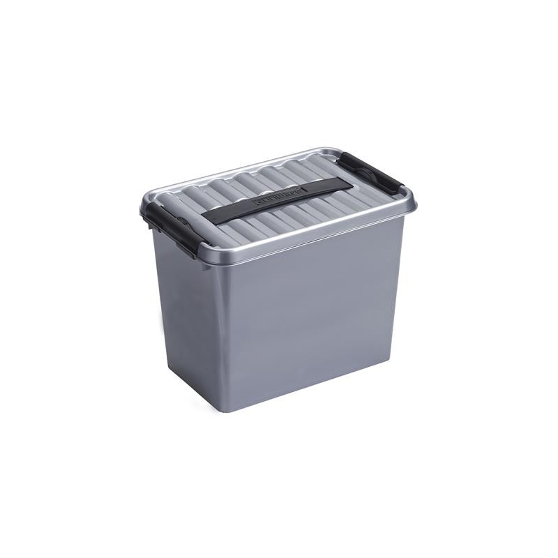 Box de rangement Q-line avec couvercle à clips gris 9 L SUNWARE