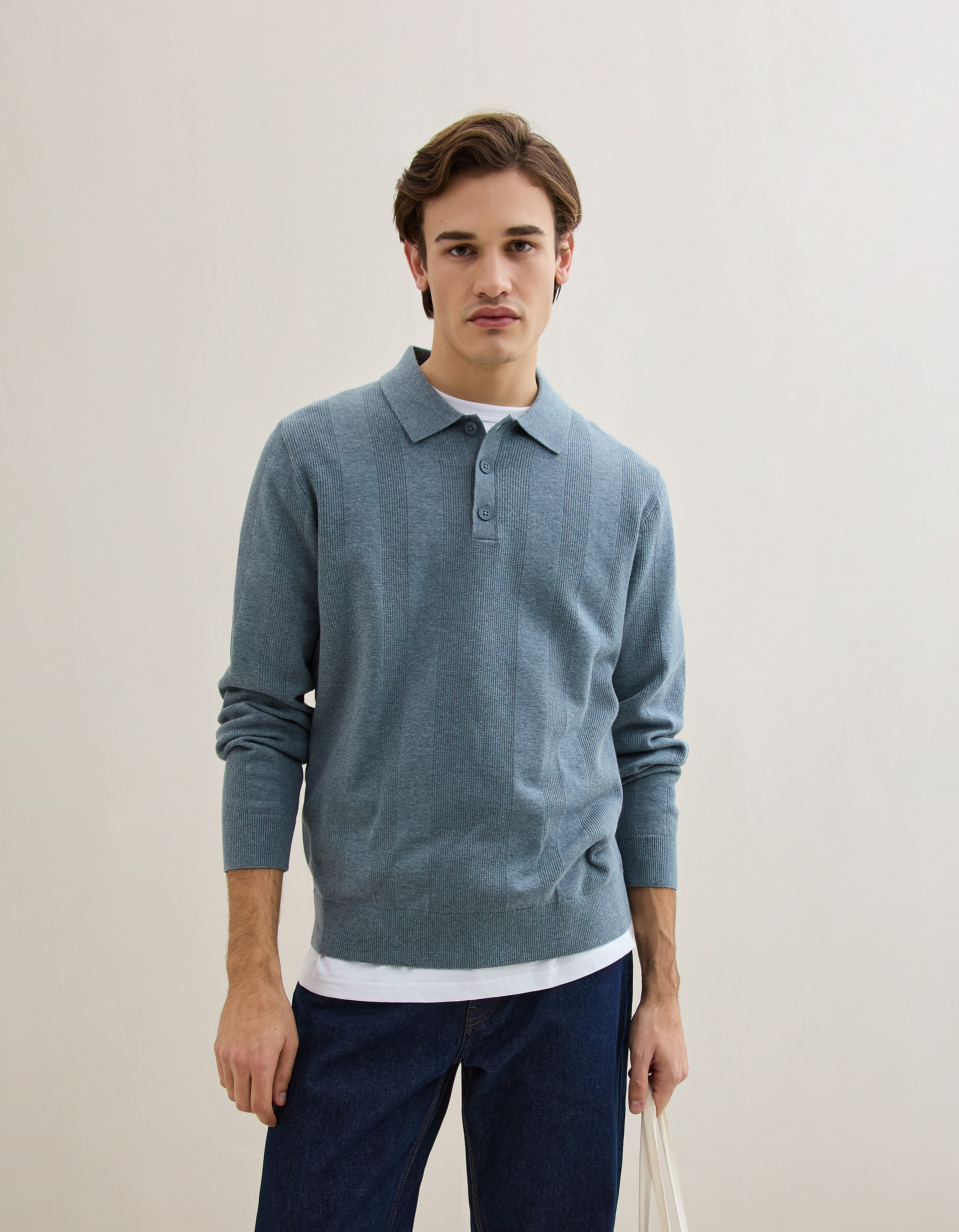 Polo de Malha, Homem, Azul