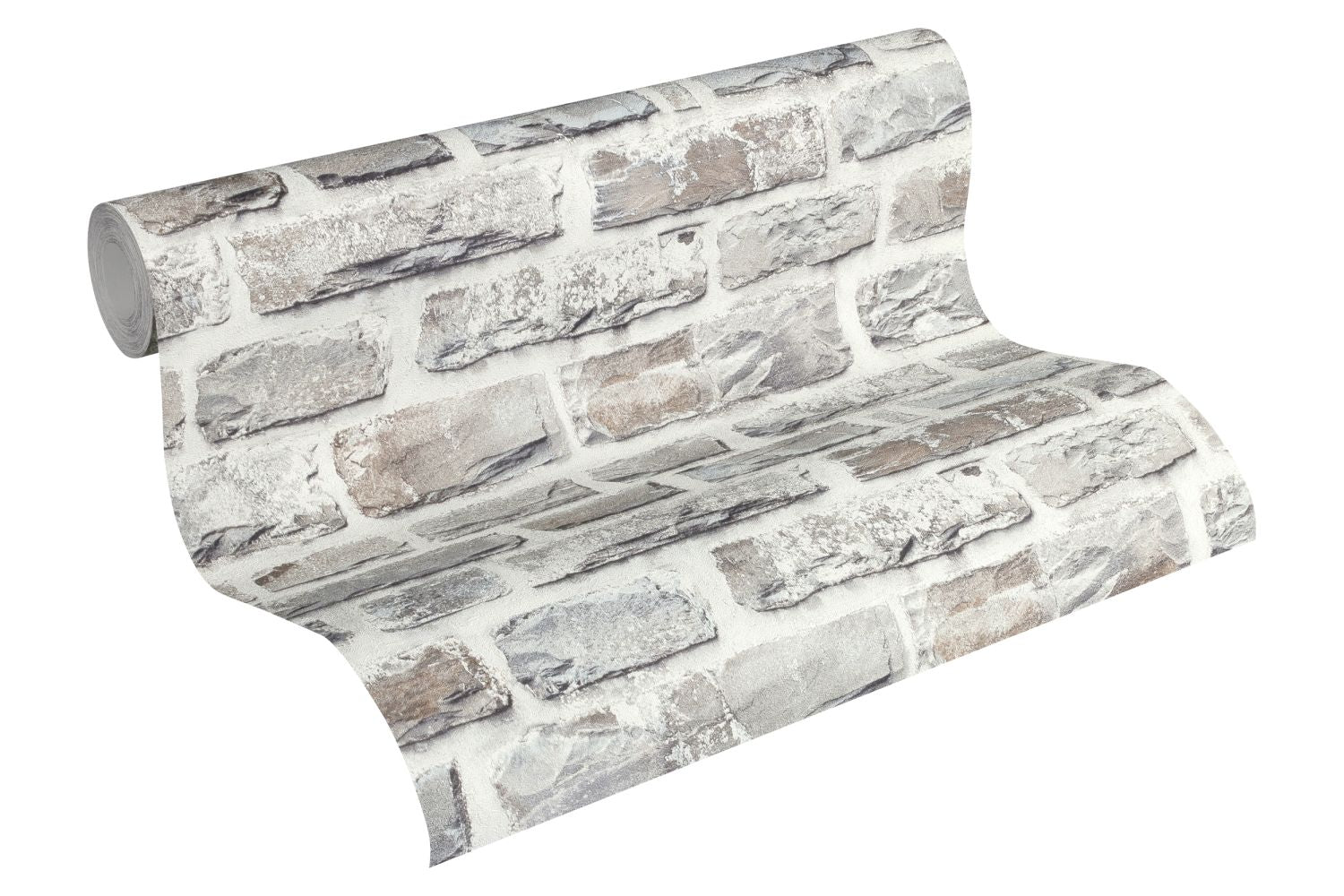 A.S. Création behang stenen muur lichtgrijs en bruin - 53 cm x 10.05 m - AS-361403